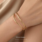 S925 Silver Minimalist Double-Strand Line Bracelet For Women