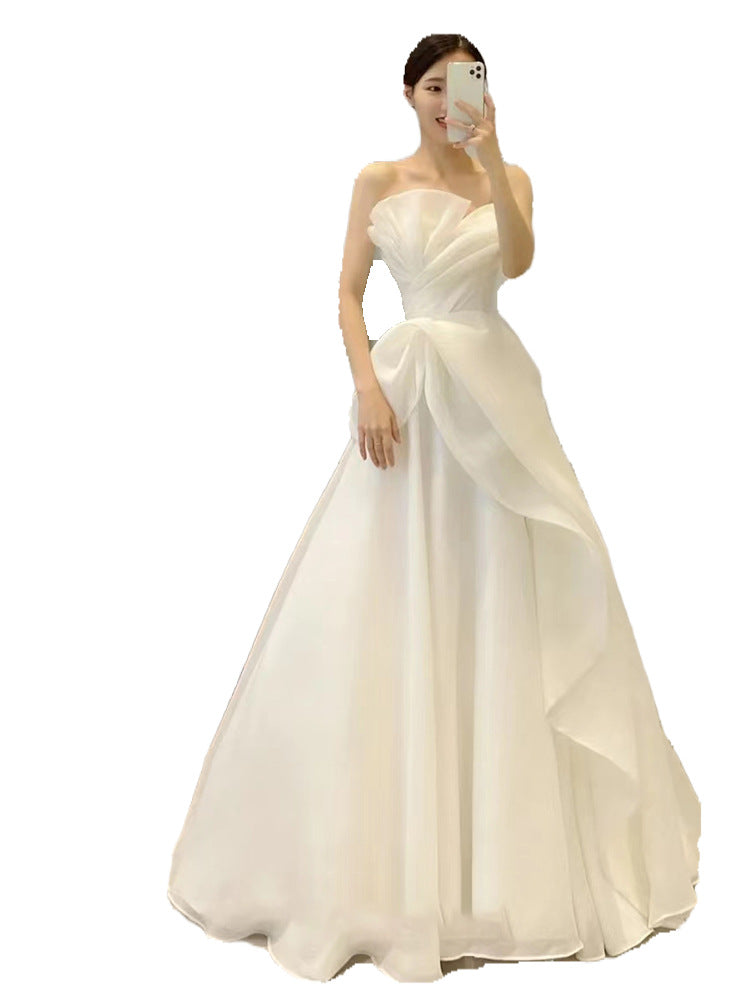 Ivory Feather-Trim Bridal Mini Dress