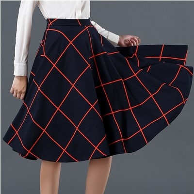 Fashion slim A-line skirt all-match plaid retro skirt