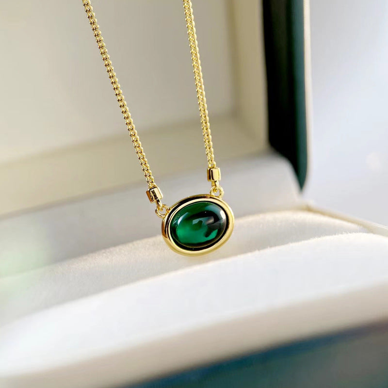 Women's High-end Cultivated Emerald Gemstone Necklace