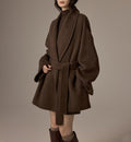 Spot Design Short Double-faced Wool Coat For Petite