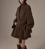 Spot Design Short Double-faced Wool Coat For Petite