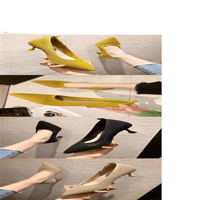 Pointed Toe High Heels Shallow Mouth Stiletto Net Red Shoes