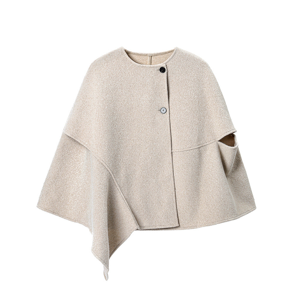 Button Double-faced Woolen Goods Shawl