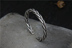 Sterling Silver S925 Vintage Woven Hemp Rope Bracelet Male