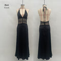 Seamless Halter Deep V-Slit Silk-Smooth Satin Maxi Dress