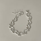 S925 Sterling Silver Heart Shape Intricately Crafted Bracelet Versatile Design