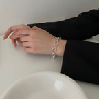 Sterling Silver Heavy Industry Bracelet Irregular Shaped