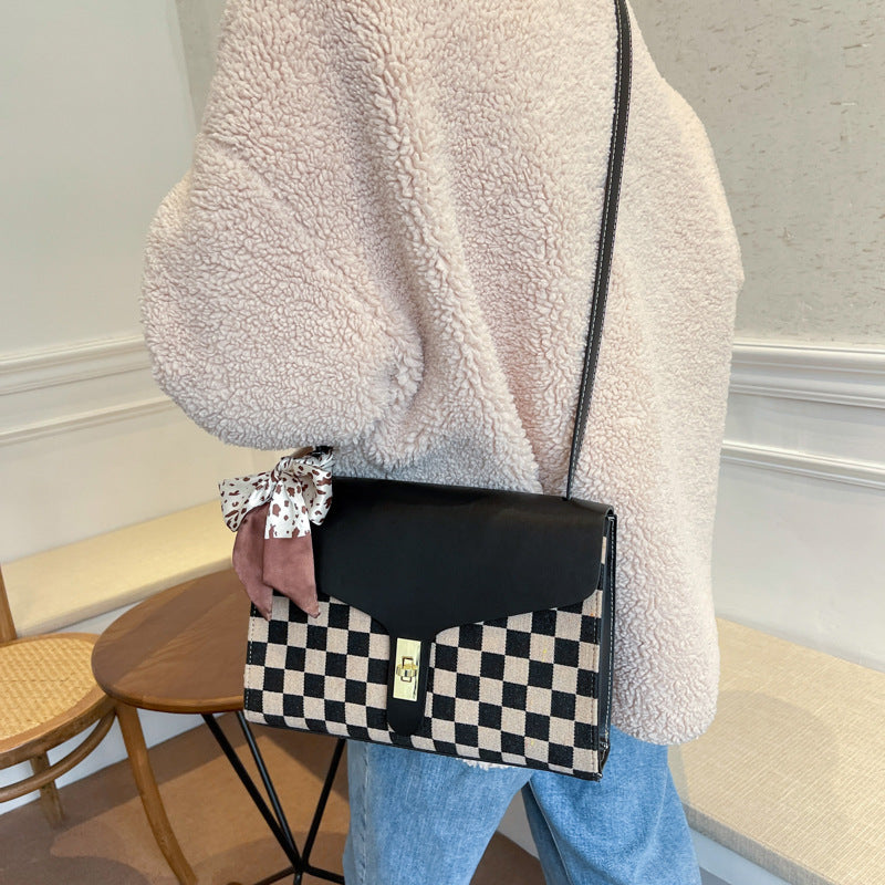 Large-capacity Women's Bag Fashion Plaid Single Shoulder