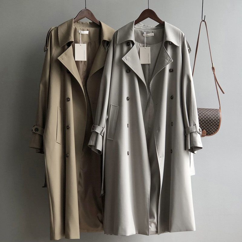 British Style All-match Draping Tight Waist Small Casual Women's Trench Coat