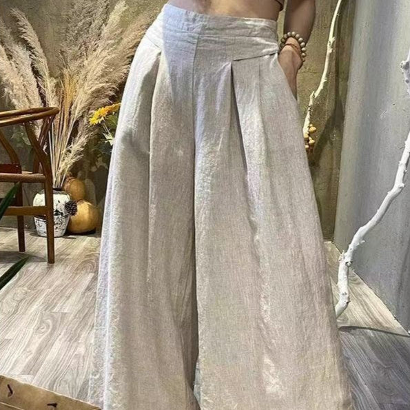 Womens Summer Retro Loose Slimming High-Waisted Pants