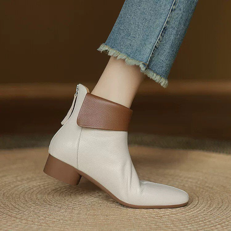 Versatile Single-layer Cotton-lined French-style Martin Boots