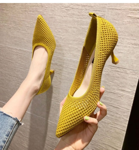 Pointed Toe High Heels Shallow Mouth Stiletto Net Red Shoes