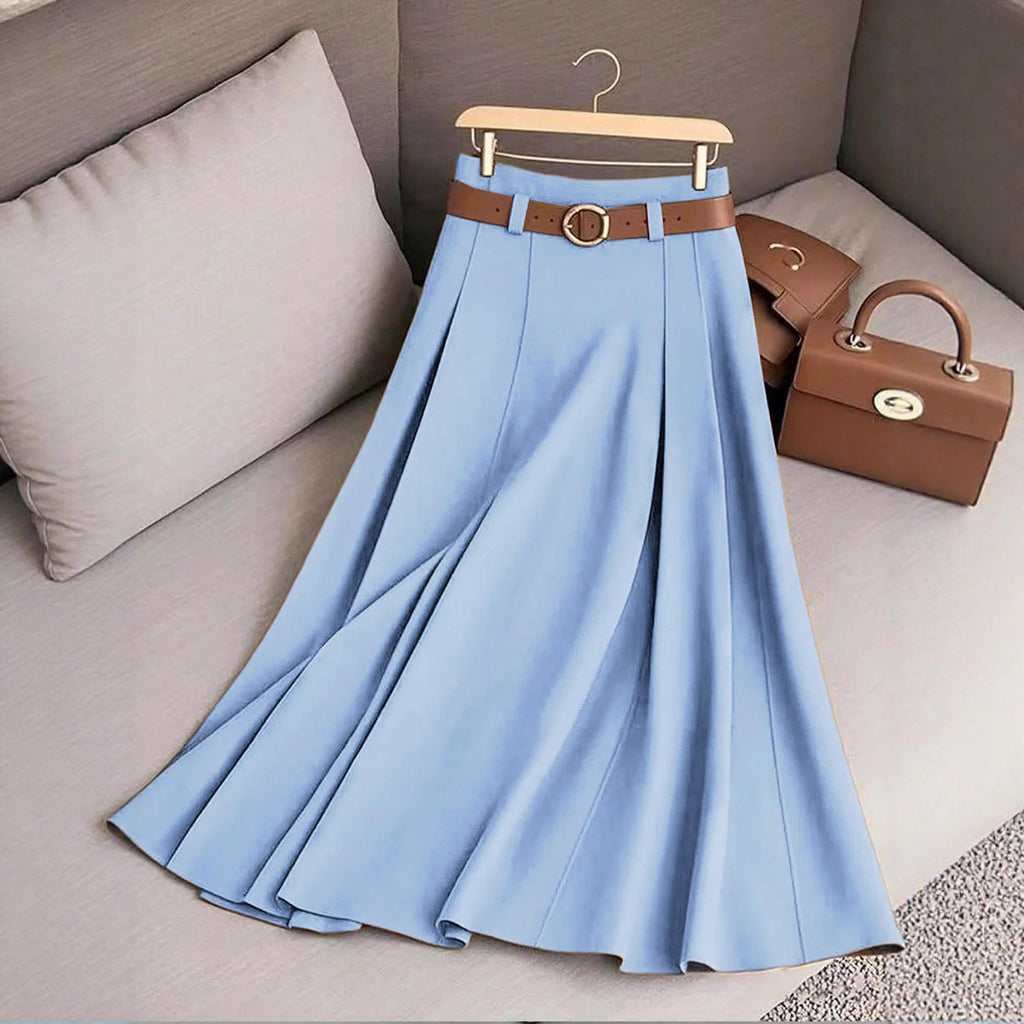Women's Casual Pleated Midi Skirt
