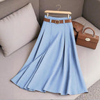 Women's Casual Pleated Midi Skirt