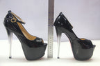 Super High Heel Stiletto Heel 22cm Patent Leather Fish Mouth 19cm Pumps Runway Women's Shoes