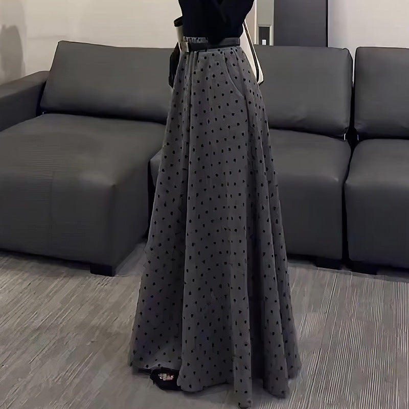 Elegant, A-line Maxi Skirt In A Vintage Gray Tone