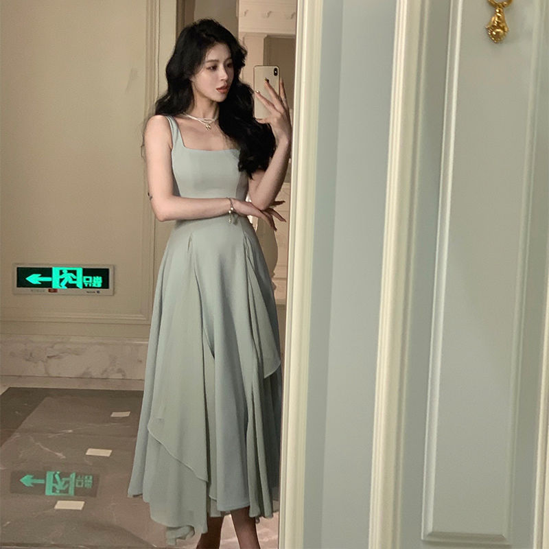 Cascading Ruffle High-Low Midi Dress