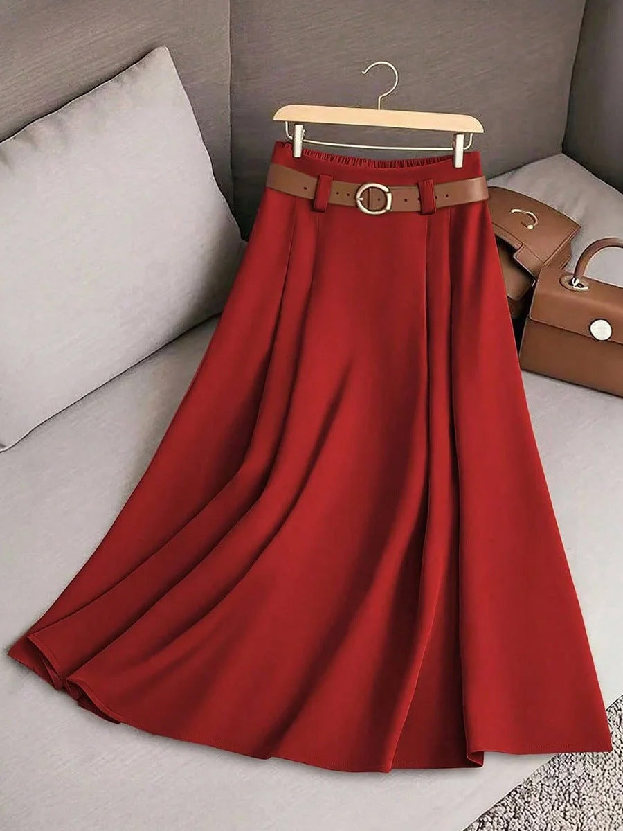 Women's Casual Pleated Midi Skirt