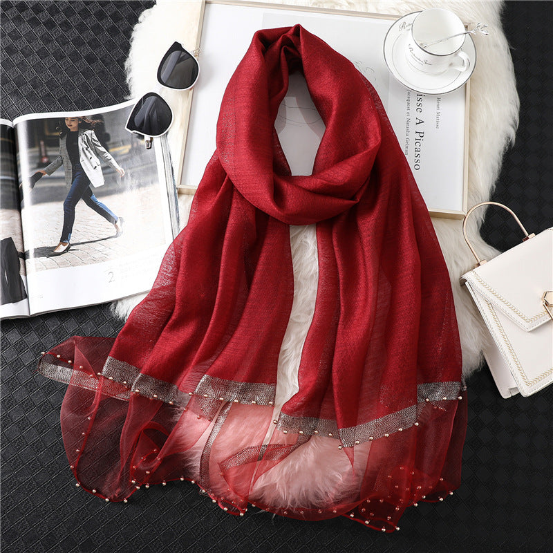 Women's Silk-wool Scarf Solid Color And Versatile
