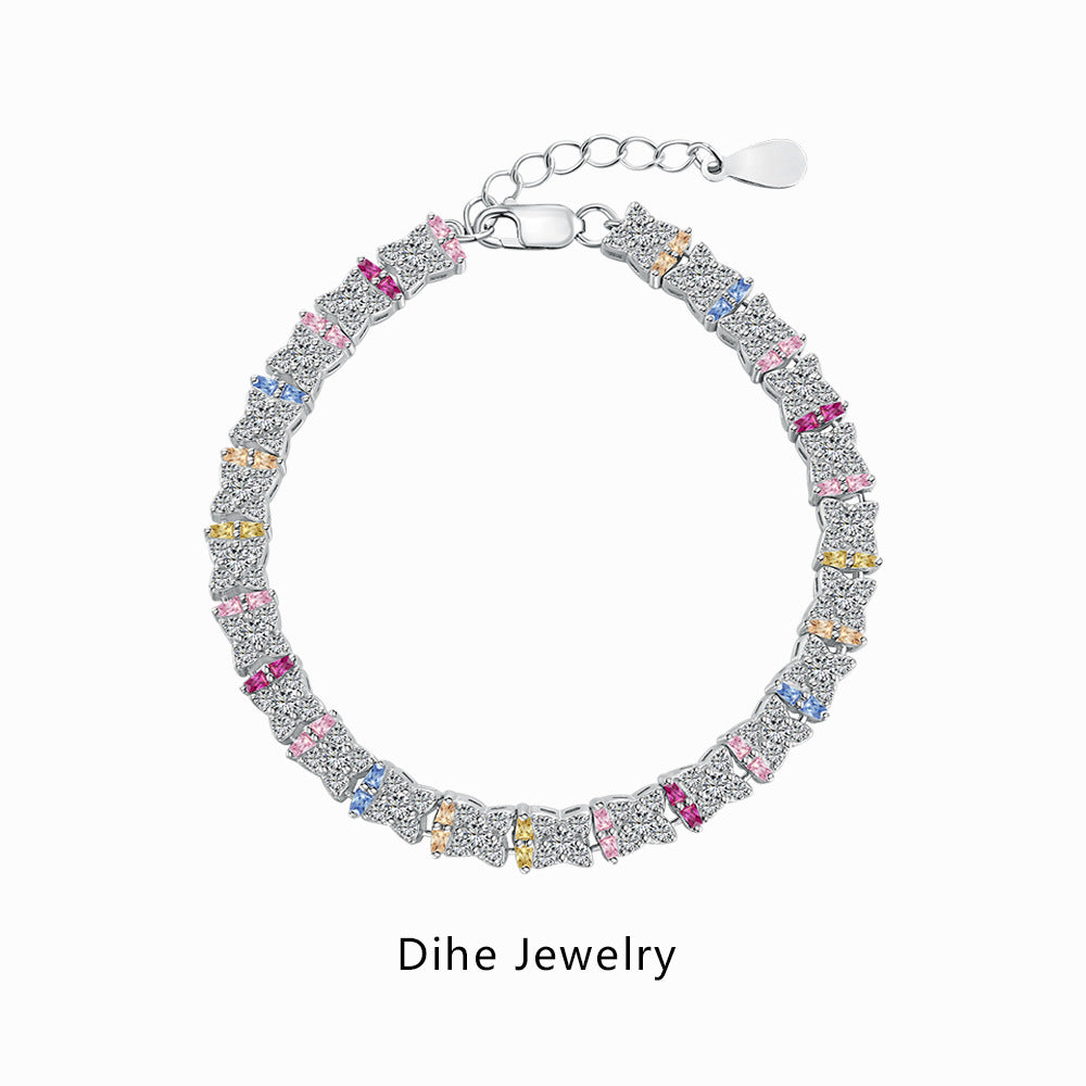 Sterling Silver Women's Bracelet With Colored Zircon