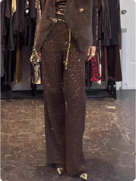 Womens Retro Elegant Wide-Leg Casual Pants