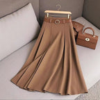 Women's Casual Pleated Midi Skirt