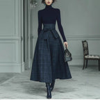 Solid-color Textured Long-sleeve Elegant Maxi Dress