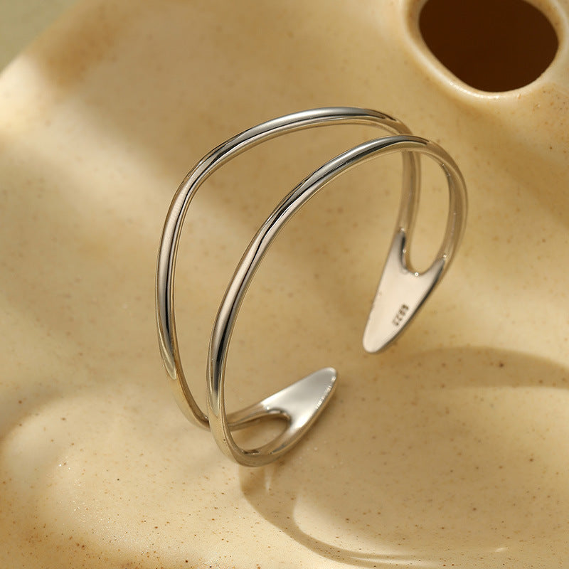 S925 Silver Minimalist Double-Strand Line Bracelet For Women