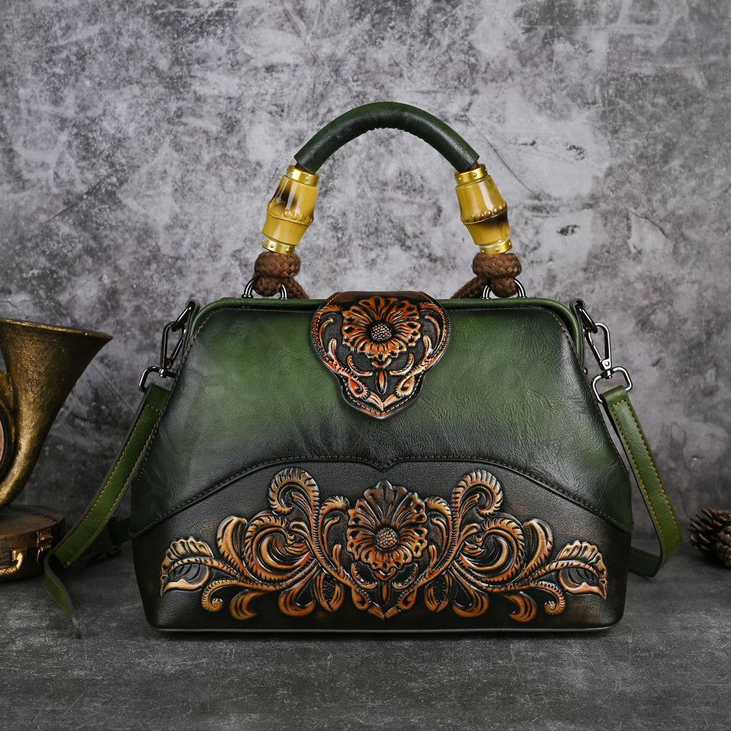 Retro Embossing Hand-rub Color Handbag Crossbody Clip Bag