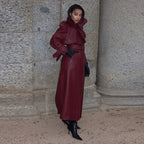 Autumn And Winter Women's Clothing New Leather Coat Elegant Long Leather Coat