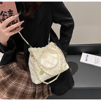 Women's Bag Popular Niche Texture Garbage Rhombus PU Hand