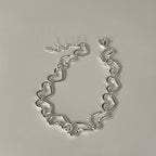 S925 Sterling Silver Heart Shape Intricately Crafted Bracelet Versatile Design