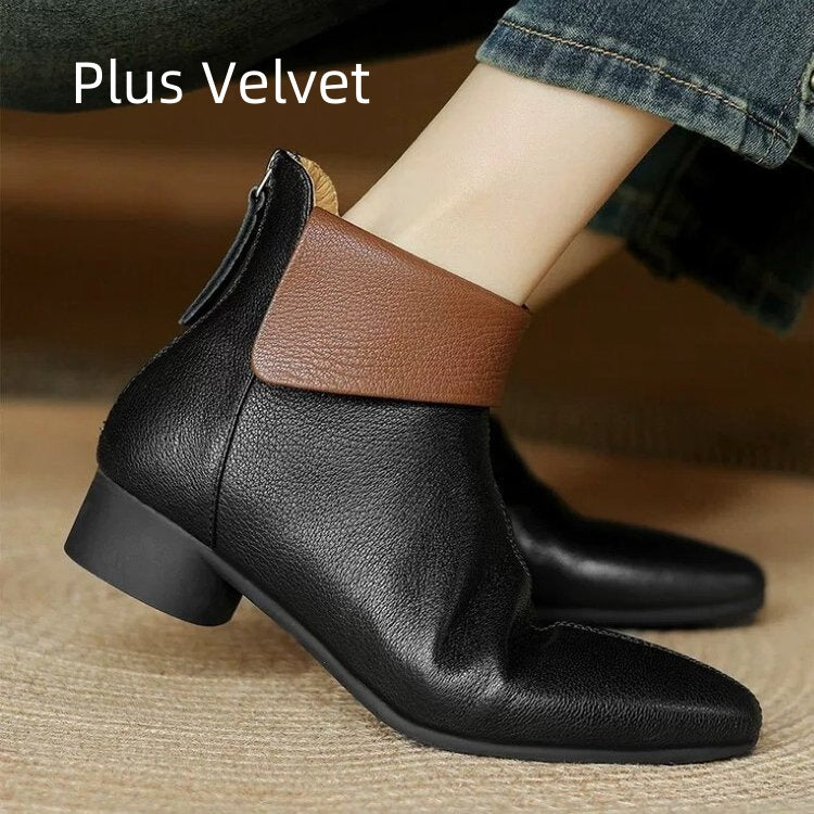 Versatile Single-layer Cotton-lined French-style Martin Boots