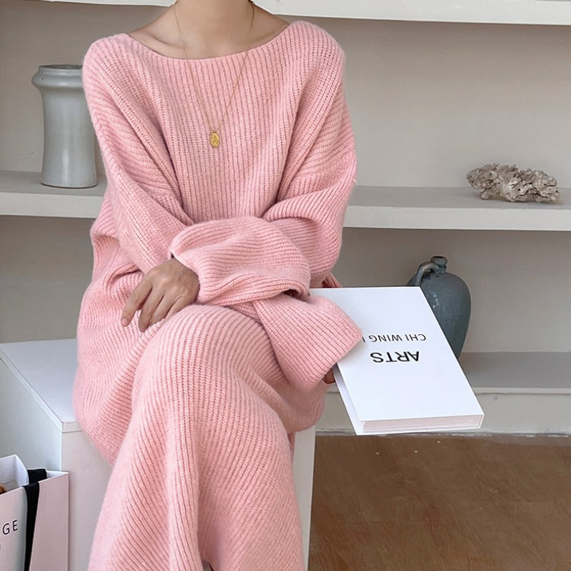 A Knee-length Knitted Sweater Dress