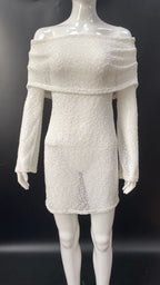 Skirt Knitted Hollow Chest Wrap Off-shoulder Dress