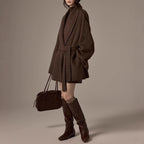 Spot Design Short Double-faced Wool Coat For Petite