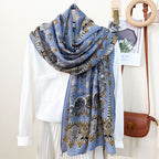 Women's High-grade Versatile Classic Pattern Travel Sun Protection Silk Scarf Shawl