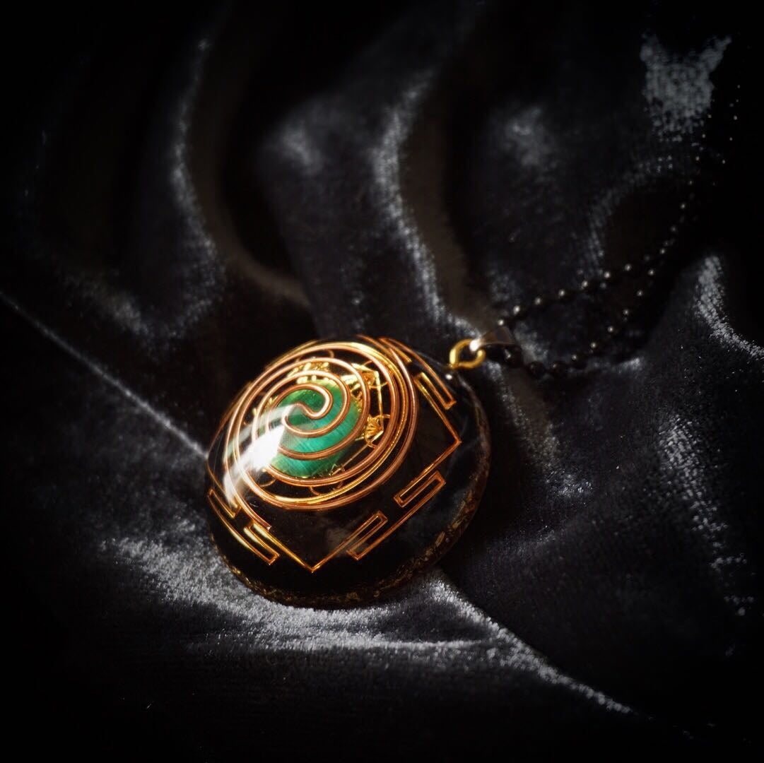 Geometric High Frequency Coil Hand Custom Crystal Pendant Necklace