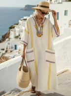 Bohemian Style Off-the-shoulder Batwing Sleeve Top  Wide-leg Pants Vacation Two-piece Set