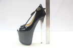 Super High Heel Stiletto Heel 22cm Patent Leather Fish Mouth 19cm Pumps Runway Women's Shoes
