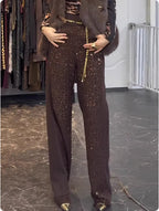 Womens Retro Elegant Wide-Leg Casual Pants