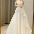 Ivory Feather-Trim Bridal Mini Dress