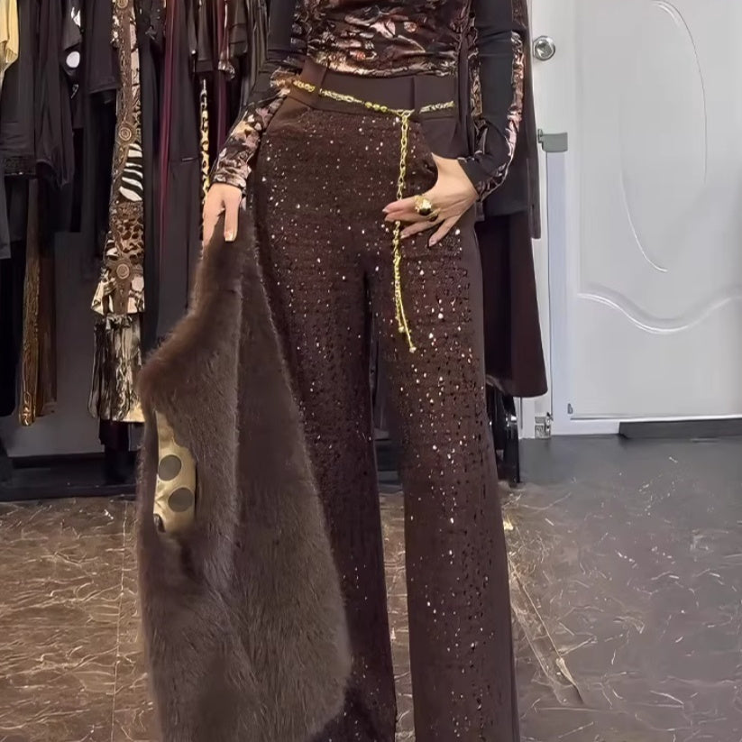 Womens Retro Elegant Wide-Leg Casual Pants