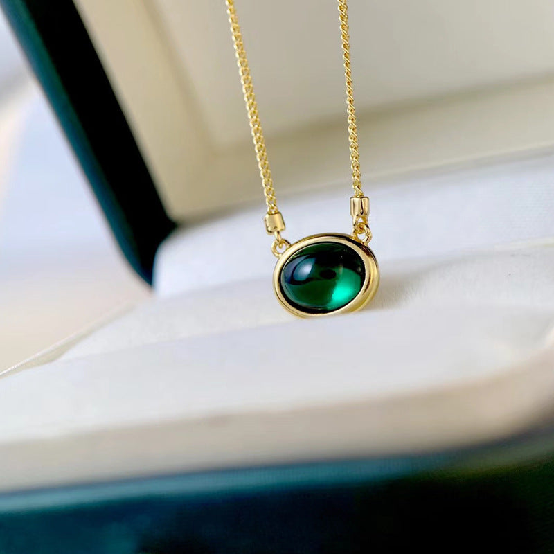 Women's High-end Cultivated Emerald Gemstone Necklace