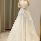 Ivory Feather-Trim Bridal Mini Dress