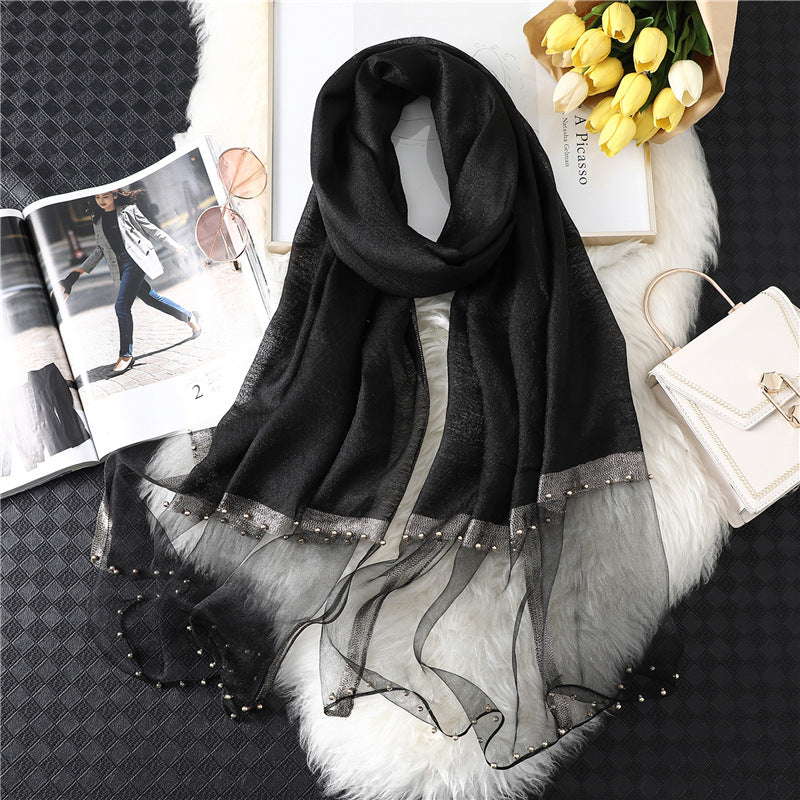 Women's Silk-wool Scarf Solid Color And Versatile