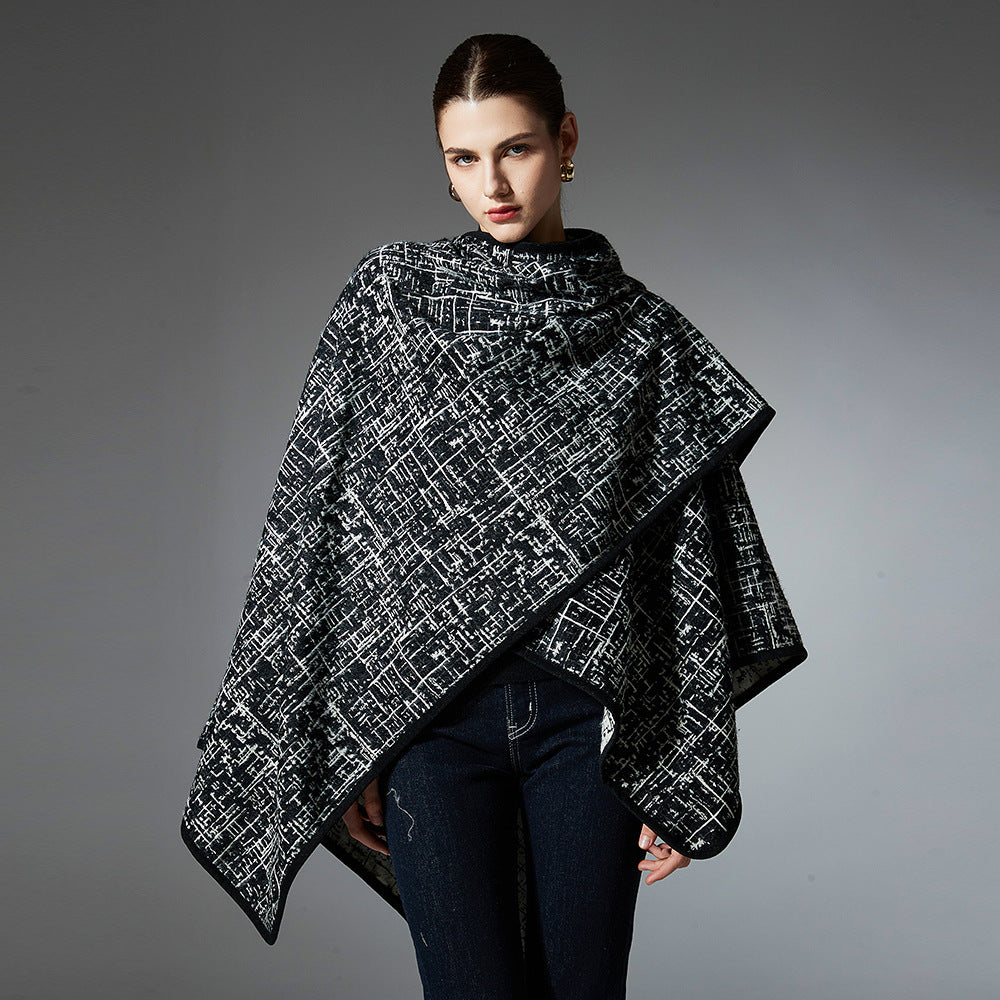 High-grade Plush Jacquard Buckle Shawl