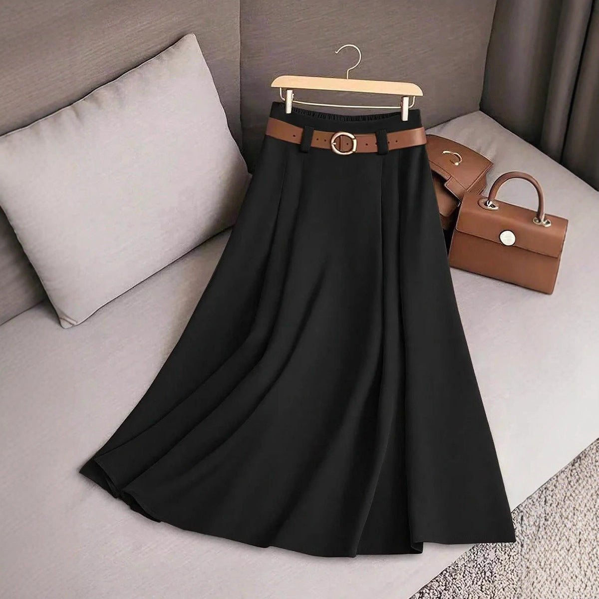 Women's Casual Pleated Midi Skirt