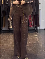 Womens Retro Elegant Wide-Leg Casual Pants